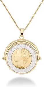 Authentic Italian 18K Gold Plated 925 Sterling Silver Genuine 500-Lira Reversible Flip Coi