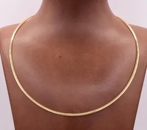 Authentic The Golden Serpent: 2.5mm Italian Reversible Omega Chain Necklace in 14K Gold-Plated Sterling Silver