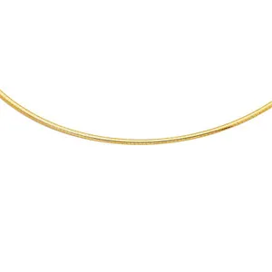 Authentic 14K Yellow Gold-Plated Silver 925 1.5mm Italian Round Omega Chain Necklace