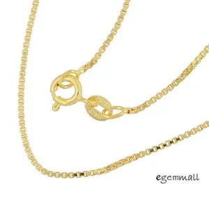 Authentic 16" Gold Plated Italian Sterling Silver Box Chain Necklace 1.0mm #99523