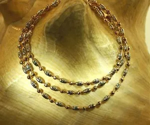Authentic 2.4MM ITALIAN WHITE/ROSE GOLD-PLATED 925 SILVER DC OVAL & BALL CHAIN NECKLACE