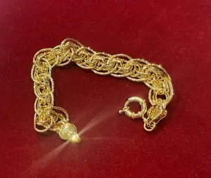 Authentic Italian Greek Chain Link Bracelet Yellow Gold Plated 7.5 Inch Jewelry