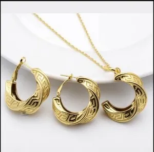 Authentic Italian 18k gold plated necklace, earring and pendant