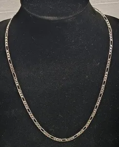 Authentic The Infinite Chain: 14k White Gold Plated Italian Figaro Talisman