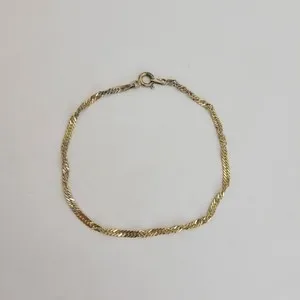 Authentic Vintage Italian Gold Plated 925 Sterling Silver Twisted Link 7.25" Bracelet