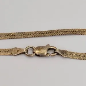 Authentic Vintage Italian Gold-Plated Sterling Silver Herringbone Chain 18" Necklace