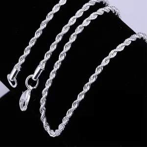 Authentic Celestial Harmony: 18K White Gold Plated Rope Chain Necklace