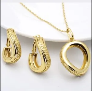 Authentic Italian 18k gold plated necklace, earring and pendant