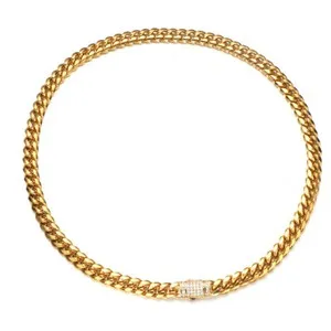 Authentic Gold Plated Cuban Link Chain Necklace for Men Women Jewelry