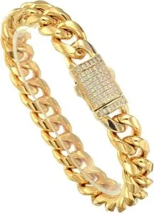 Authentic 10mm Wide Gold Plated Curb Cuban Link Chain Necklace or Bracelet for Men Women