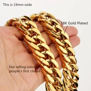 Authentic Women Men's Gold Plated/Silver Color Cuban Link Chain Necklace