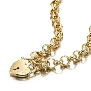 Authentic 18ct Heavy Yellow Gold Plated 10mm Belcher Chain Necklace with a Small Plain ...