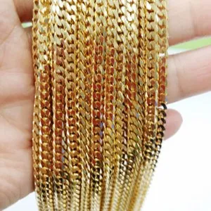 Authentic 10pcs/lot 5mm Gold Plated Curb Cuban Link Chain Necklace