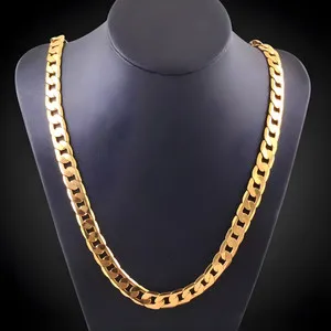 Authentic 18K Yellow Gold Plated 6mm - 10MM Classic Curb Chain Necklace 20" Mens & Womens