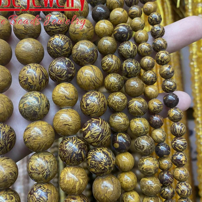 Authentic Natural stone Beads Golden silk jades round Loose Spacer bead 15''strand 6/8/10/12mm For Jewelry Making DIY Bracelet Accessories