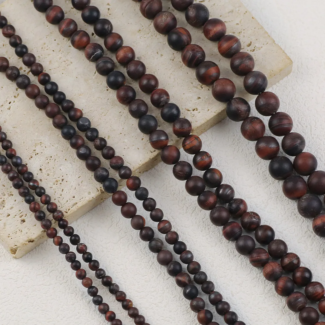 Authentic 4/6/8/10/12mm Natural Stone Round Frosted Picasso Stone Bead Tiger's Eye Loose Beads For Jewelry Making DIY Bracelet Accessories