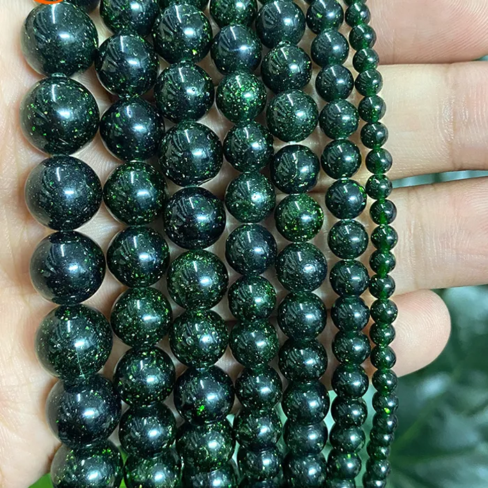 Authentic Smooth Dark Green SandStone Round Loose Beads Diy Bracelet Earrings Rings Women's Jewelry Making 15" Strand 4/6/8/10/12mm