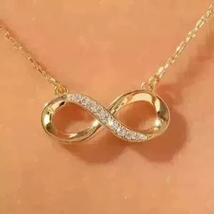 Authentic 0 50Ct Real Moissanite Infinity Style Pendant Necklaces 14K Yellow Gold Plated