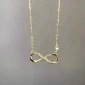 Authentic 0 50Ct Real Moissanite Love Infinity Pendant Necklaces 14K Yellow Gold Plated