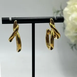 Authentic Missoma 18k Recycled Gold Plated Double Molten Abstract Sculptural Twist Earring