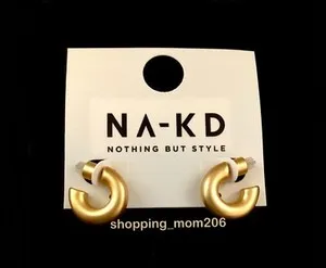 Authentic NA-KD Recycled Small Chubby Matte Gold Plated Hoops
