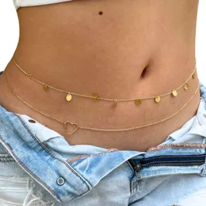 Authentic Gold Plated Belly Chain 18K 2pc Sexy Waist Chain Adjustable Body Chain for Women