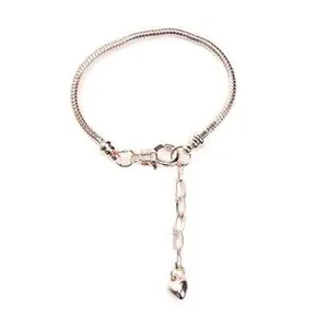 Authentic Sexy Sparkles 7 4/8" European Snake Chain Charm Bracelet Rose Gold Plated Lobste