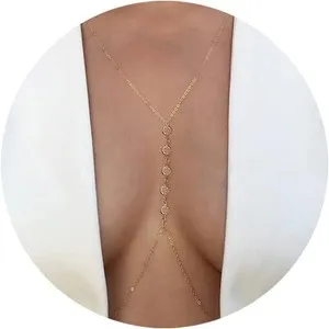 Authentic 14K Gold Plated Sexy Body Chains for Women, Layered Rhinestone Crossover Bikini
