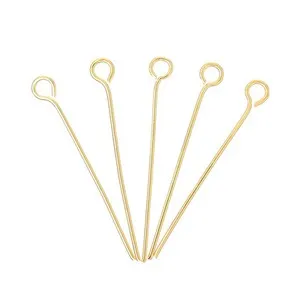 Authentic Sexy Sparkles 50 Pcs, Eye Pins Findings 18k Gold Plated 3cm Long, 0.7mm (21 Gaua