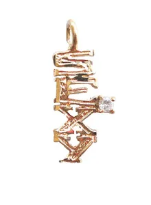 Authentic SEXY Pendant Word Charm Yellow Gold Plated Metal With CZ For Necklace Chain