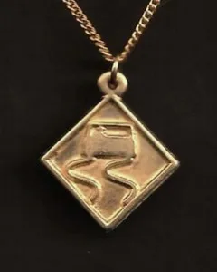 Authentic Sexy SLIPPERY WHEN WET Gold-Plated Sterling Pendant with 18" Gold-Filled Chain