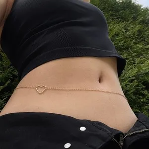 Authentic 14K Gold Plated Heart Belly Chain Sexy Waist Beads Adjustable Waist Chain