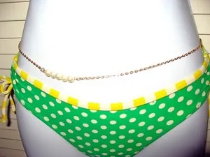 Authentic Gold Plated Bikini PEARL Waist Chain Sexy Belly Chain Women Accessory _ BC-06