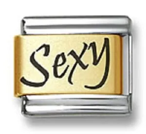 Authentic Laser Italian Charms Sexy Gold Plated Fit 9 mm Link Bracelets