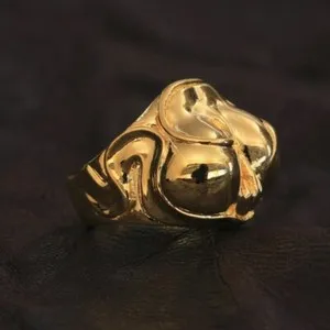 Authentic Infernal Embrace: Gold-Plated Devil's Hips Ring – A Pact of Passion and Protection