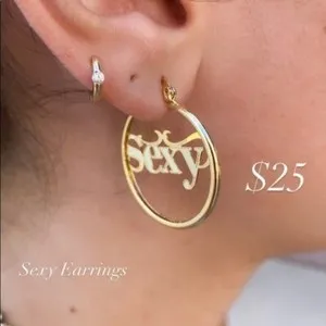 Authentic Sexy Earrings Gold plated 1” inch Hoop Earrings