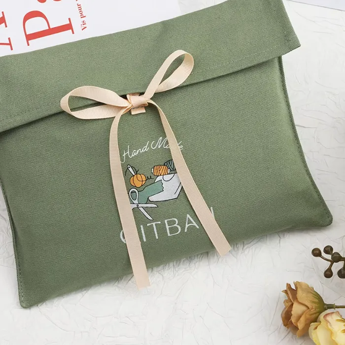 Authentic Recyclable Cotton Pouch Canvas Cosmetic Jewelry Packaging Envelope Bag