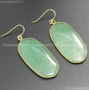 Authentic Natural Gemstone Sliced Healing Reiki Chakra Pendant 18k Gold Plated Earrings