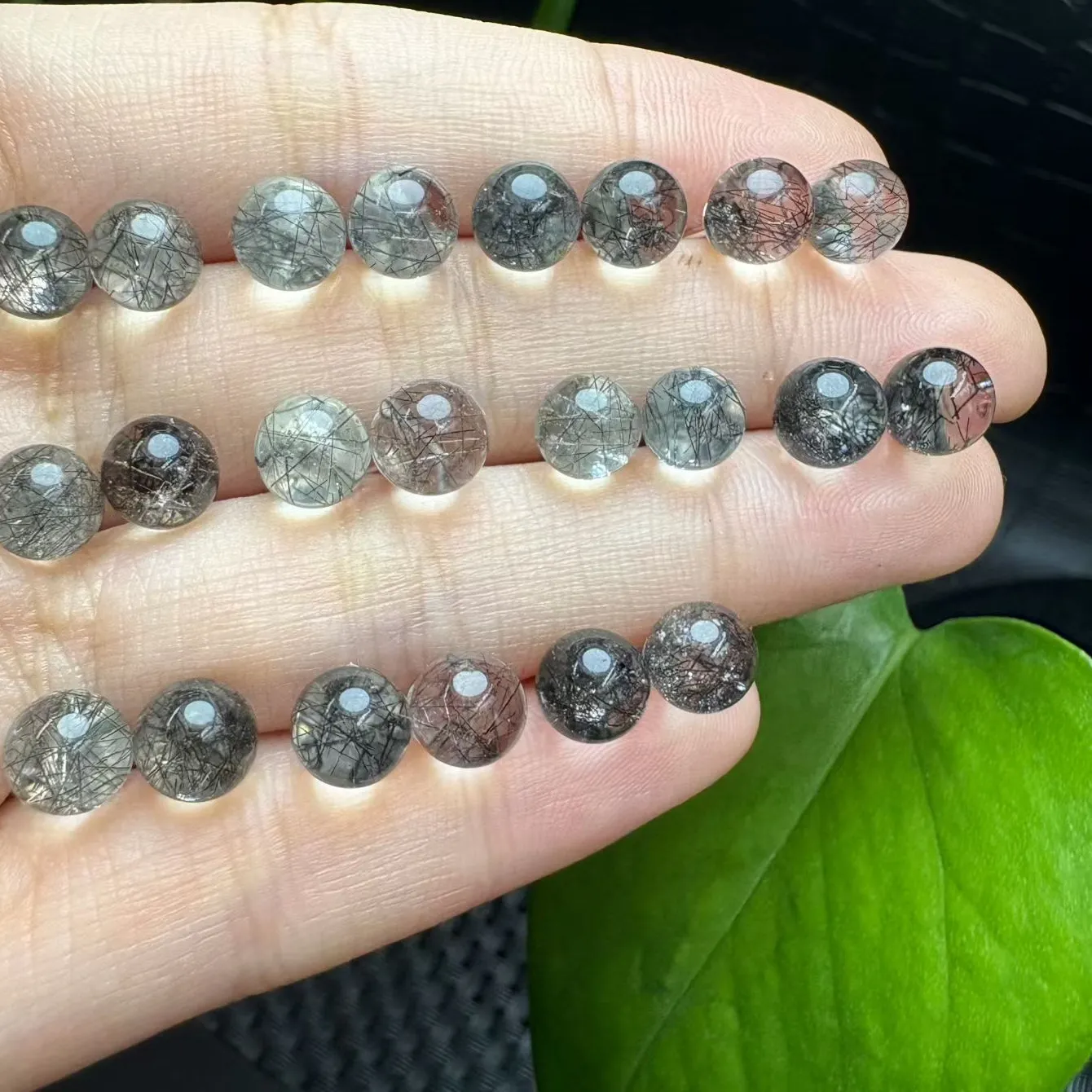 Authentic 1Pair Fengbaowu Natural Black Rutilated Quartz Earring Ear Stud 6MM 925 Sphere Sterling Silver Reiki Healing Stone Jewelry