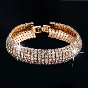 Authentic Luxurious Gold Plated Austrian Crystal Link Bracelet w/ Swarovski Elements