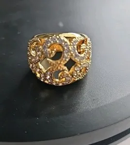 Authentic Luxurious Gold Plated Filigree open Dome Cocktail Ring Size 8