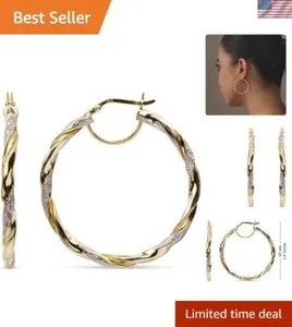 Authentic Ethereal Embrace Gold- Plated Sterling Silver Hoop Earrings