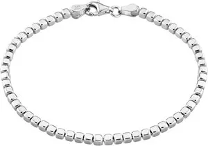 Authentic Luxurious 18Kt Gold Plated & Sterling Silver Cube Bead Bracelet - -Ready 7"