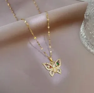 Authentic Luxurious Gold Plated Butterfly Necklace - A Perfect for the Special Lady