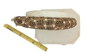 Authentic LUXURIOUS 18kt Gold Plated brown and white stones Bangle Bracelet