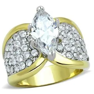 Authentic Luxurious 4.22ct Yellow Gold Plated Marquise Engagement Ring