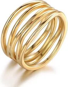 Authentic Luxurious 18K Gold Plated Statement Ring for Women - Sizes 5-10, Modern Elegance