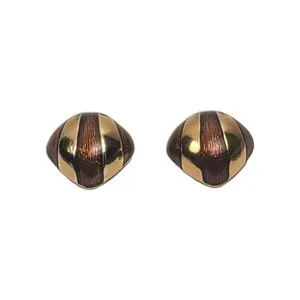 Authentic Vintage Collectible CINER Gold Plated & Luxurious Brown Enameled Earrings