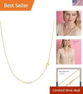 Authentic Luxurious 18K Gold Plated 925 Silver Box Chain Necklace for Effortless Elegance