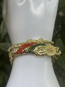 Authentic Saint Jude Bracelet Full of Stones Luxurious GOLD PLATED/pulsera San Judas Baño